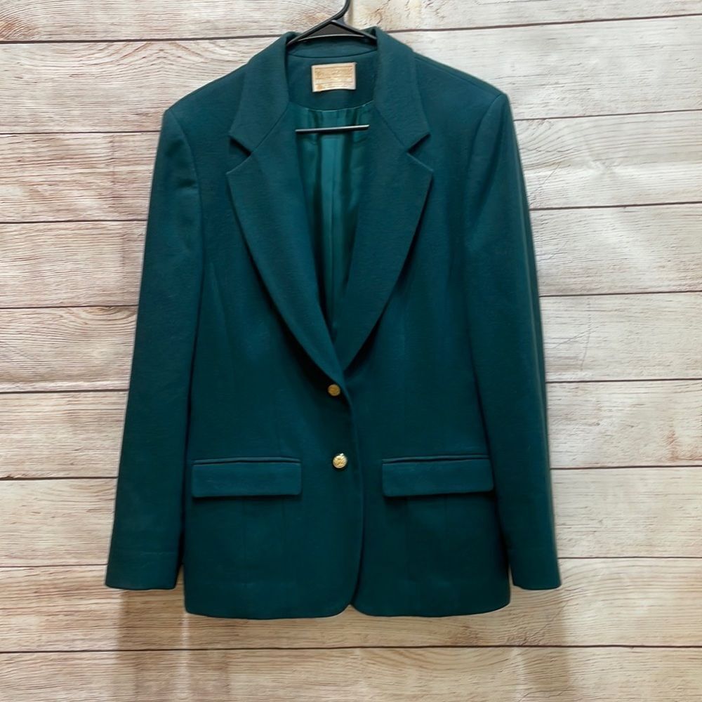 VINTAGE 100% WOOL PENDLETON BLAZER IN DARK GREEN